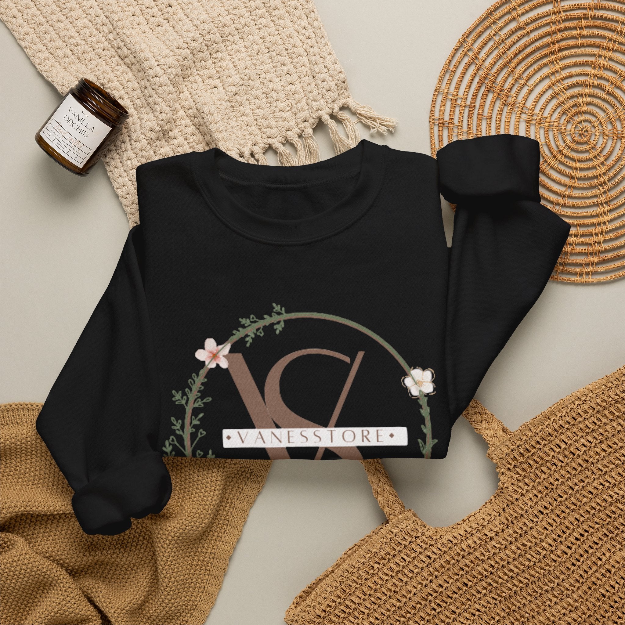 Minimal Floral Monogram Crewneck Sweatshirt