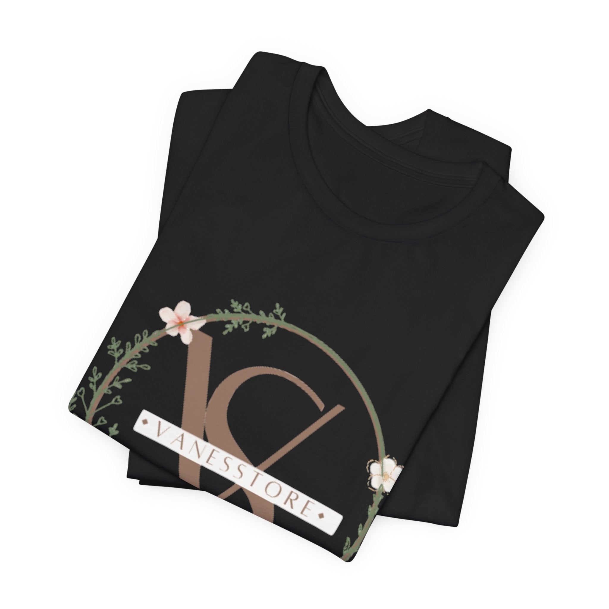 Monogram Floral Crest Tee — Personalized V & D Initials T-Shirt