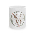 Floral Monogram Ceramic Mug – Personalized 'V' Initial Coffee Cup (11oz & 15oz)