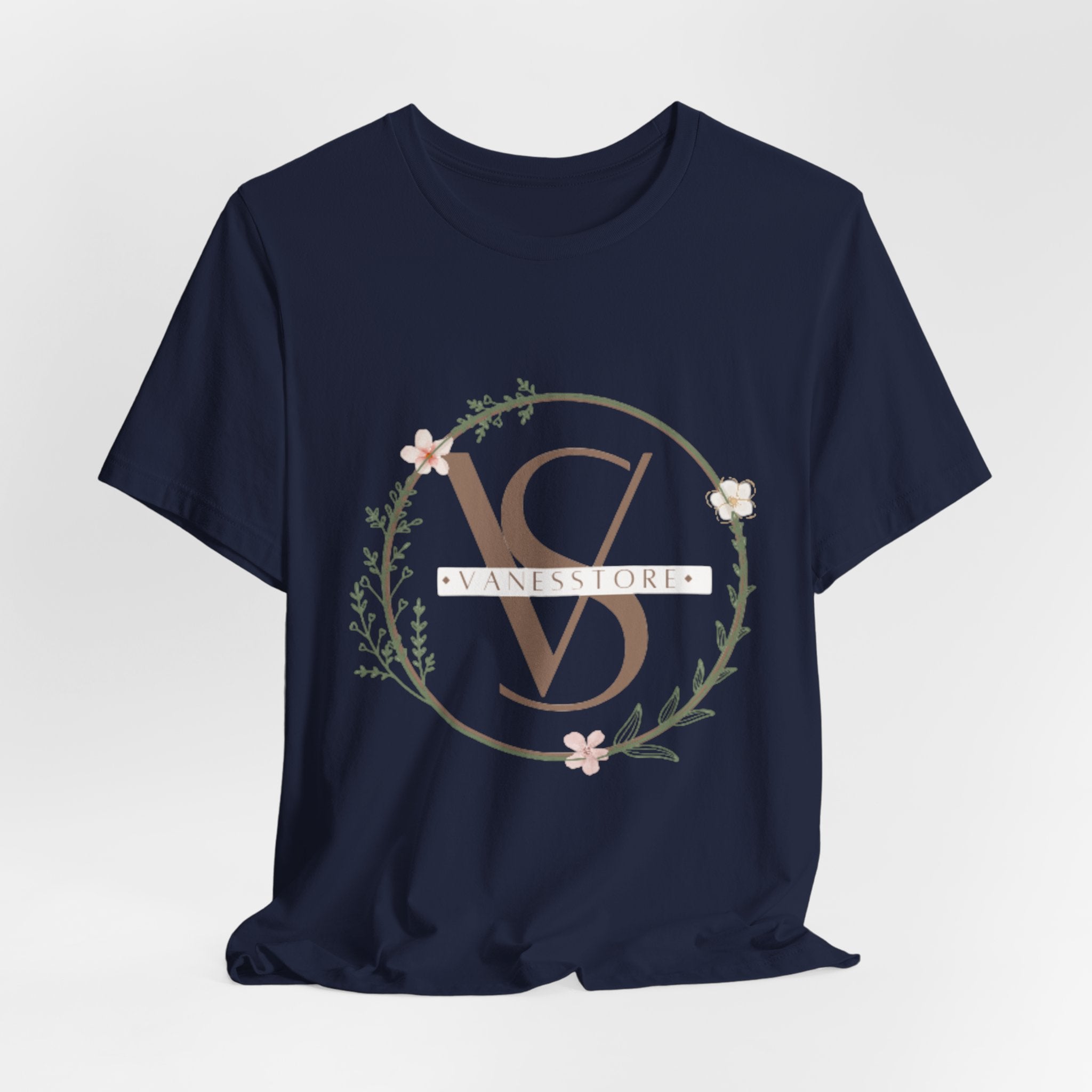 Monogram Floral Crest Tee — Personalized V & D Initials T-Shirt