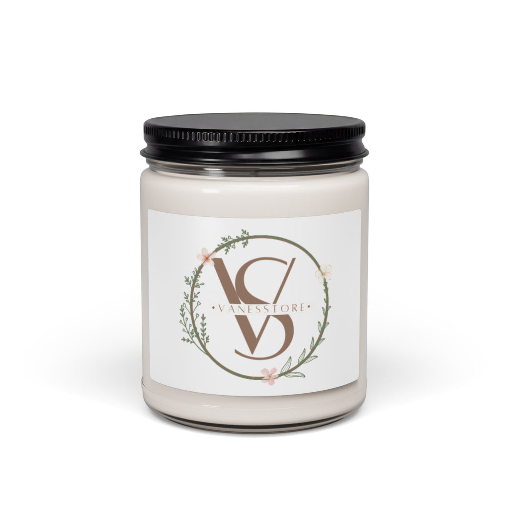 Soy Candle — 9oz Scented Jar Candle with Elegant Floral Logo