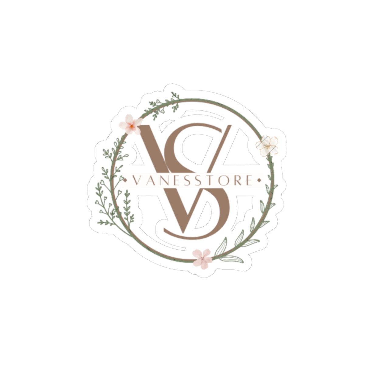 Vaness Store Floral Logo Sticker — Kiss-Cut Vinyl Laptop Decal