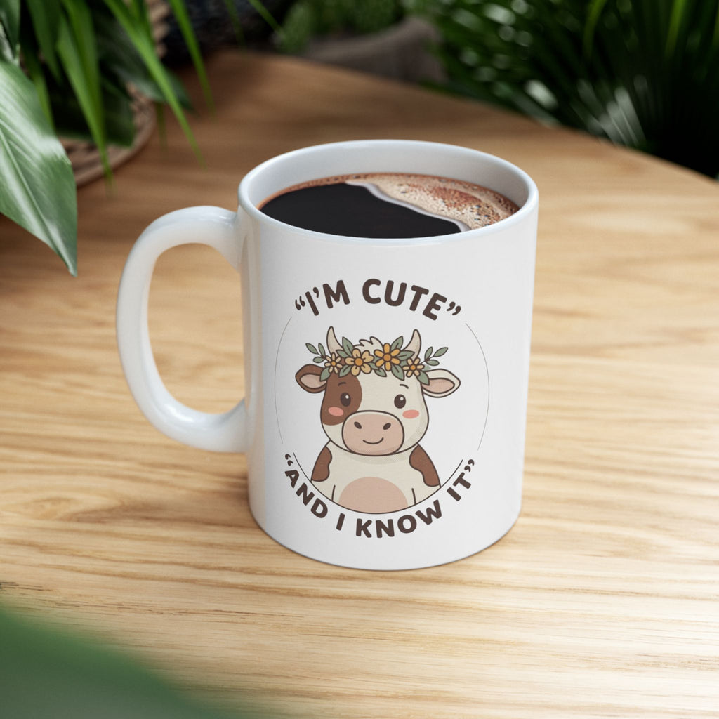 Funny cow Coffee Mug - "More Coffee!" Cute Animal Tea Cup (11oz & 15oz)