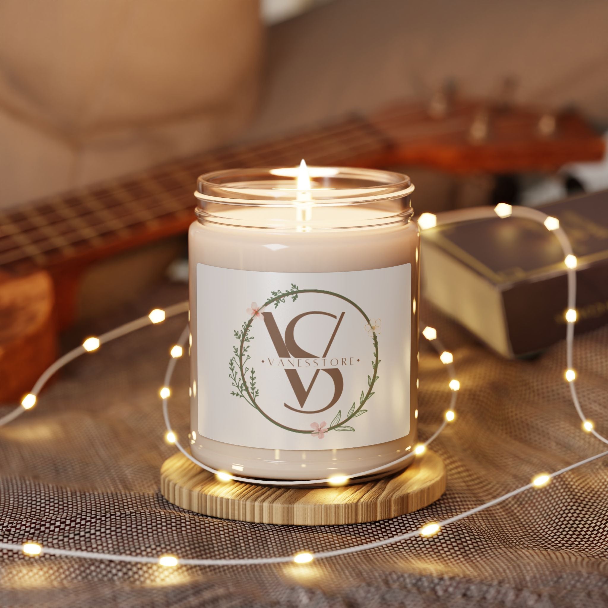 Soy Candle — 9oz Scented Jar Candle with Elegant Floral Logo