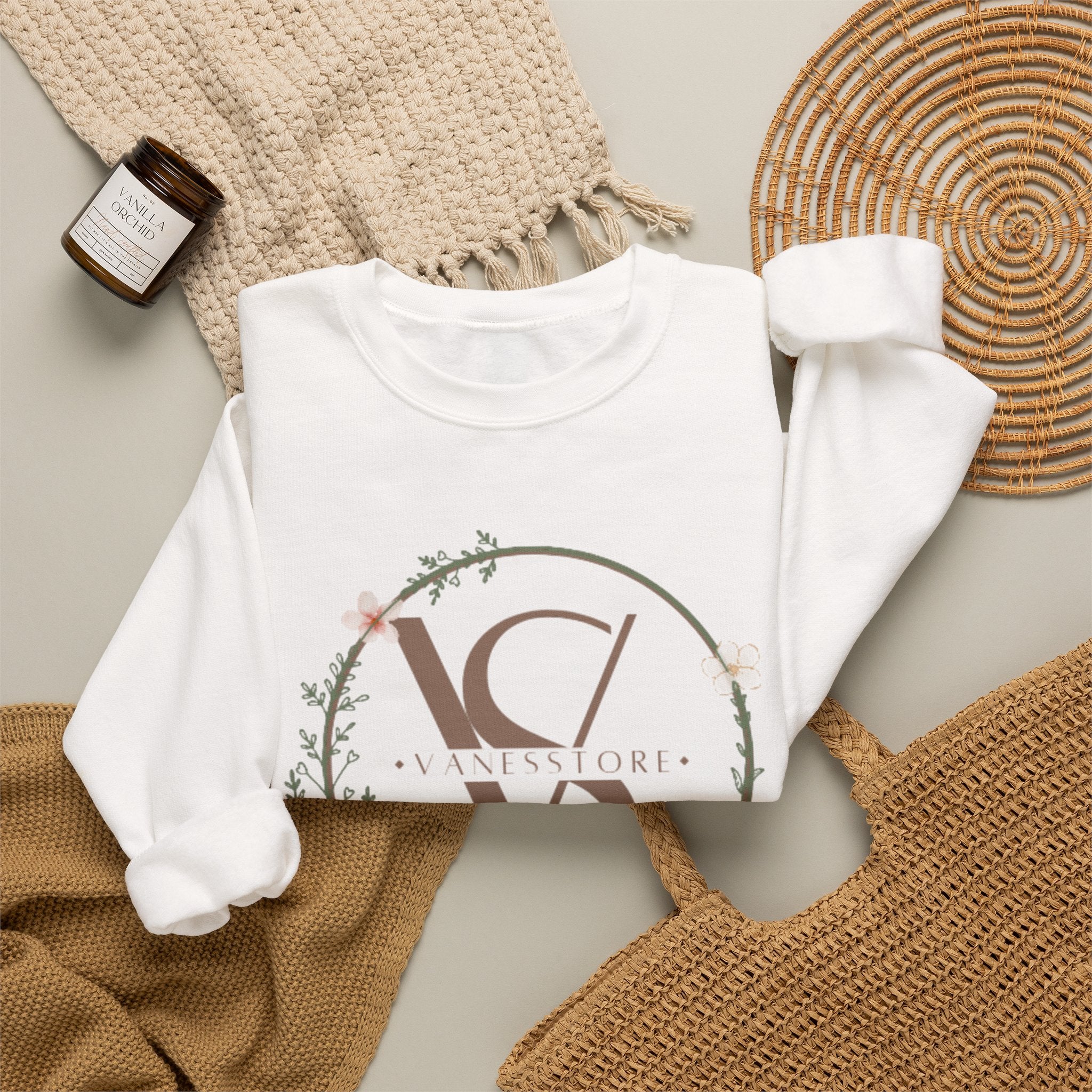 Minimal Floral Monogram Crewneck Sweatshirt