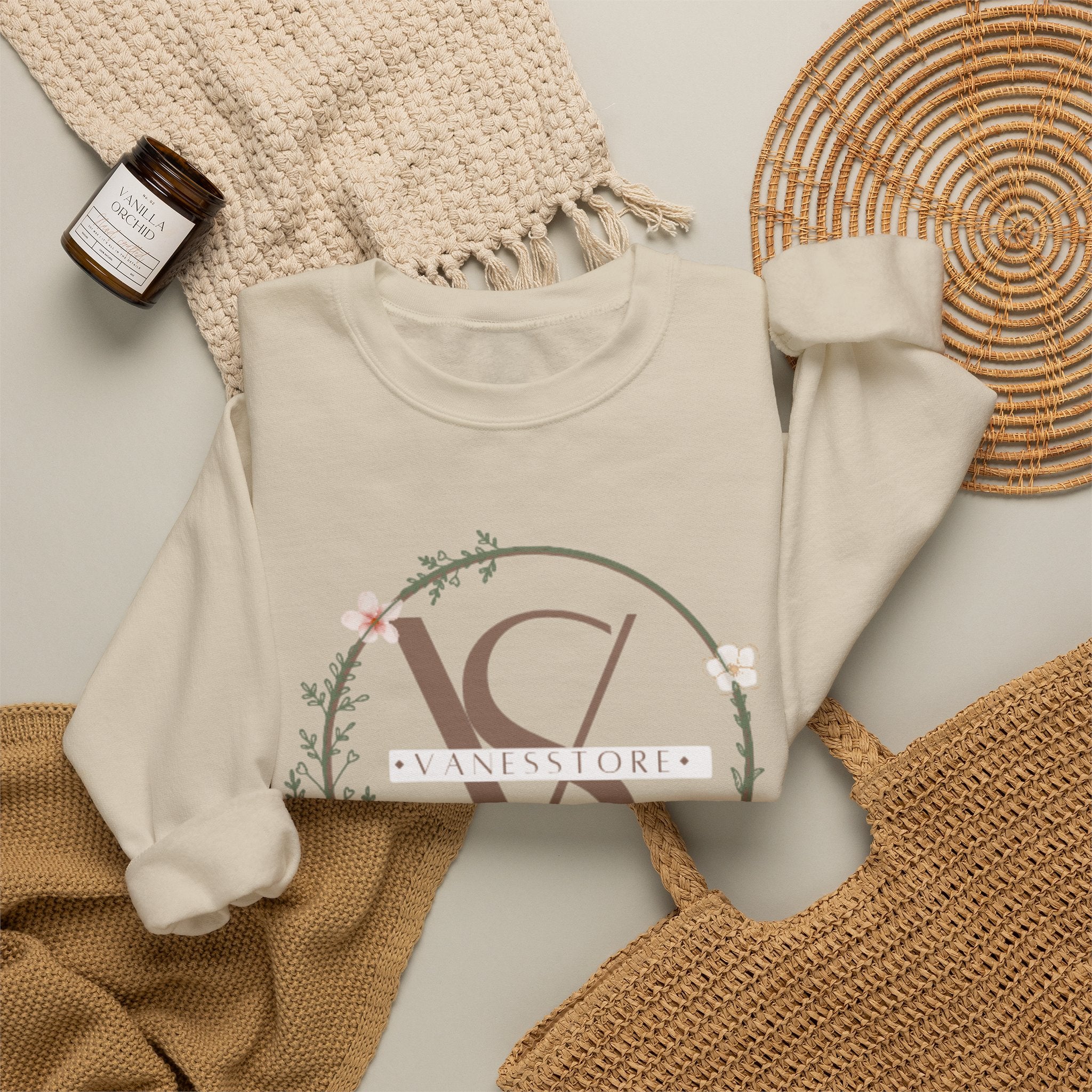 Minimal Floral Monogram Crewneck Sweatshirt