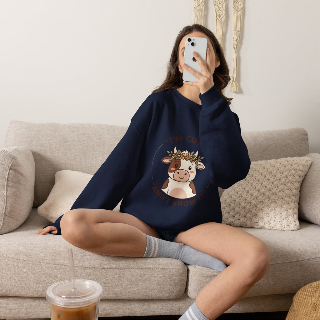 Sweatshirt Vache Mignonne | Vêtement Cozy Watch Party